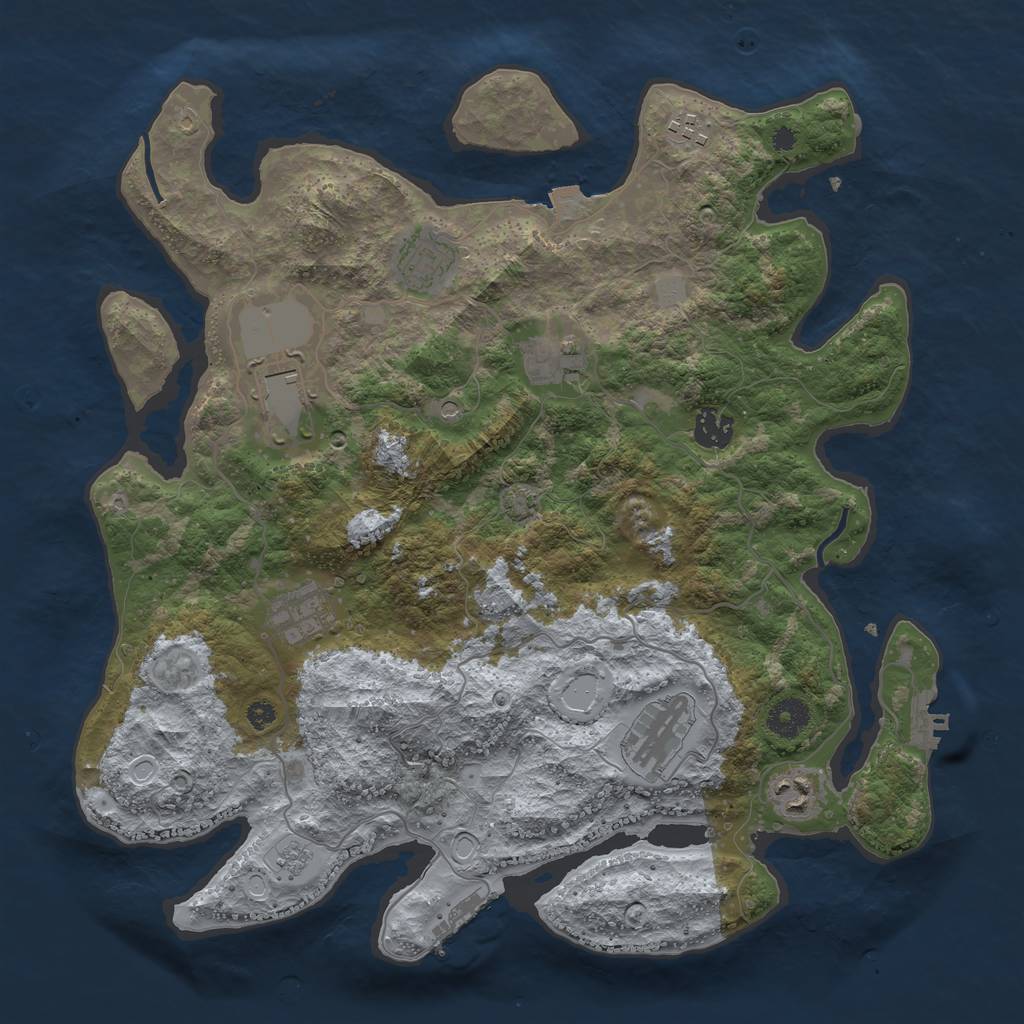 Rust Map: Procedural Map, Size: 3750, Seed: 592459, 16 Monuments