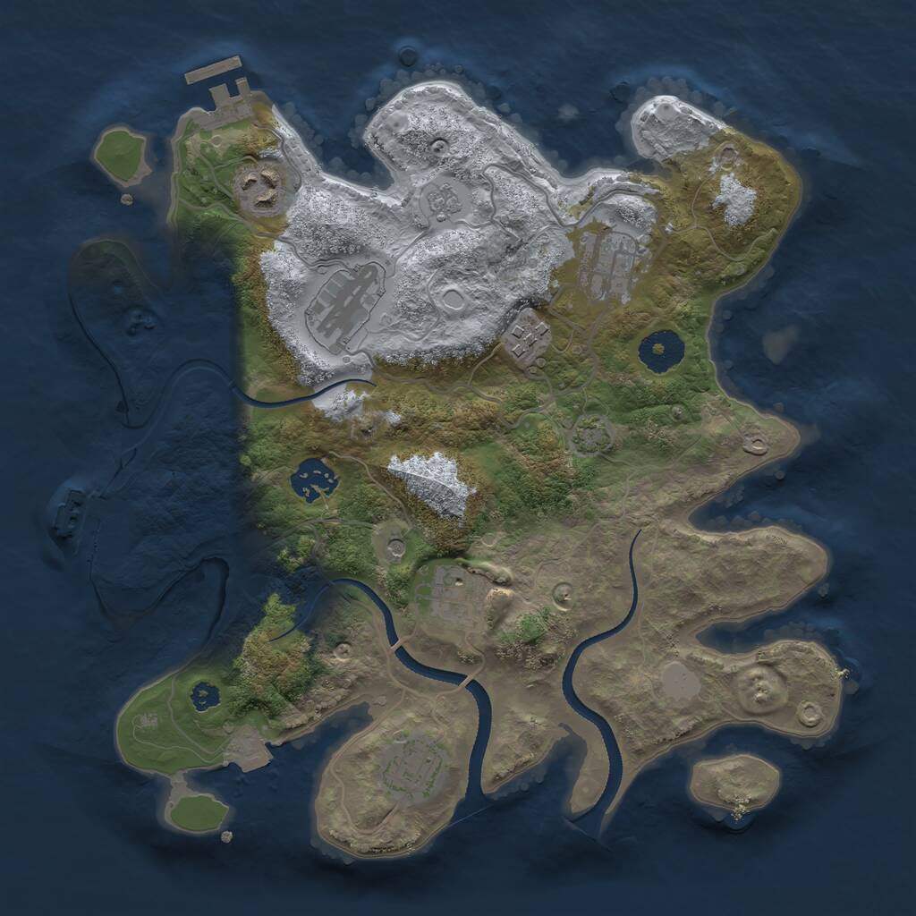 Rust Map: Procedural Map, Size: 3200, Seed: 893214, 13 Monuments