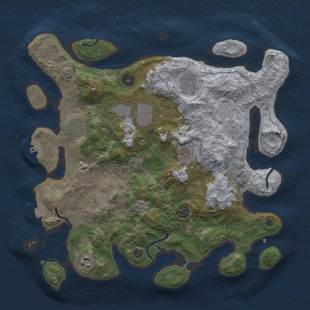 Rust Map: Procedural Map, Size: 3600, Seed: 8800542, 14 Monuments