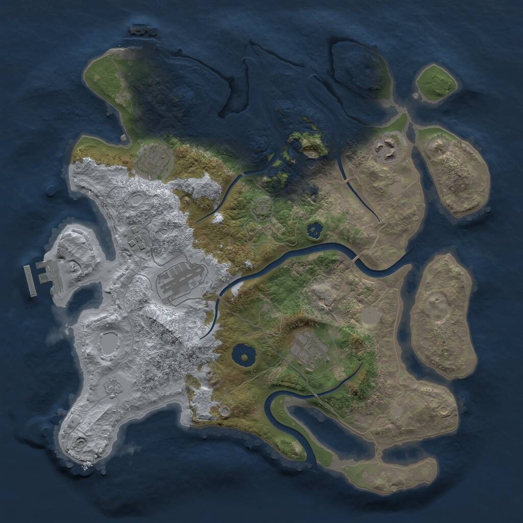 Rust Map: Procedural Map, Size: 3300, Seed: 2125847125, 11 Monuments