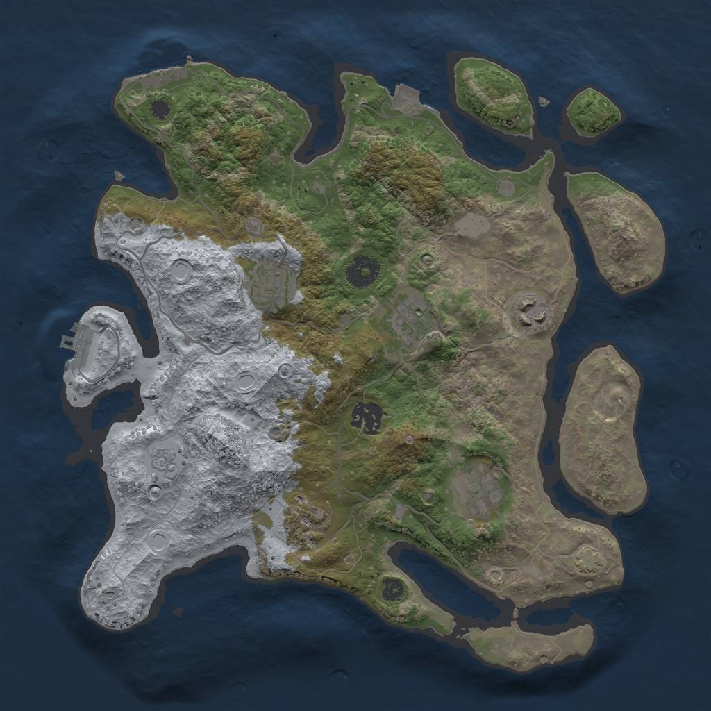 Rust Map: Procedural Map, Size: 3300, Seed: 2125847125, 14 Monuments