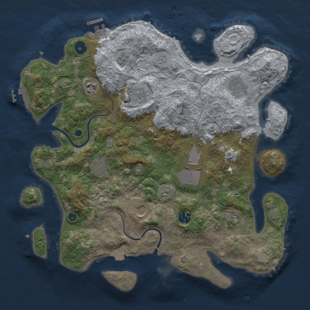 Rust Map: Procedural Map, Size: 3800, Seed: 1099383353, 15 Monuments