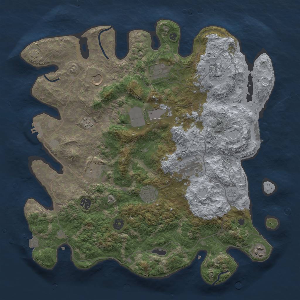 Rust Map: Procedural Map, Size: 4000, Seed: 1494046248, 18 Monuments