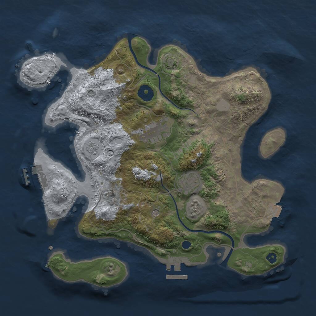 Rust Map: Procedural Map, Size: 3000, Seed: 689979447, 8 Monuments