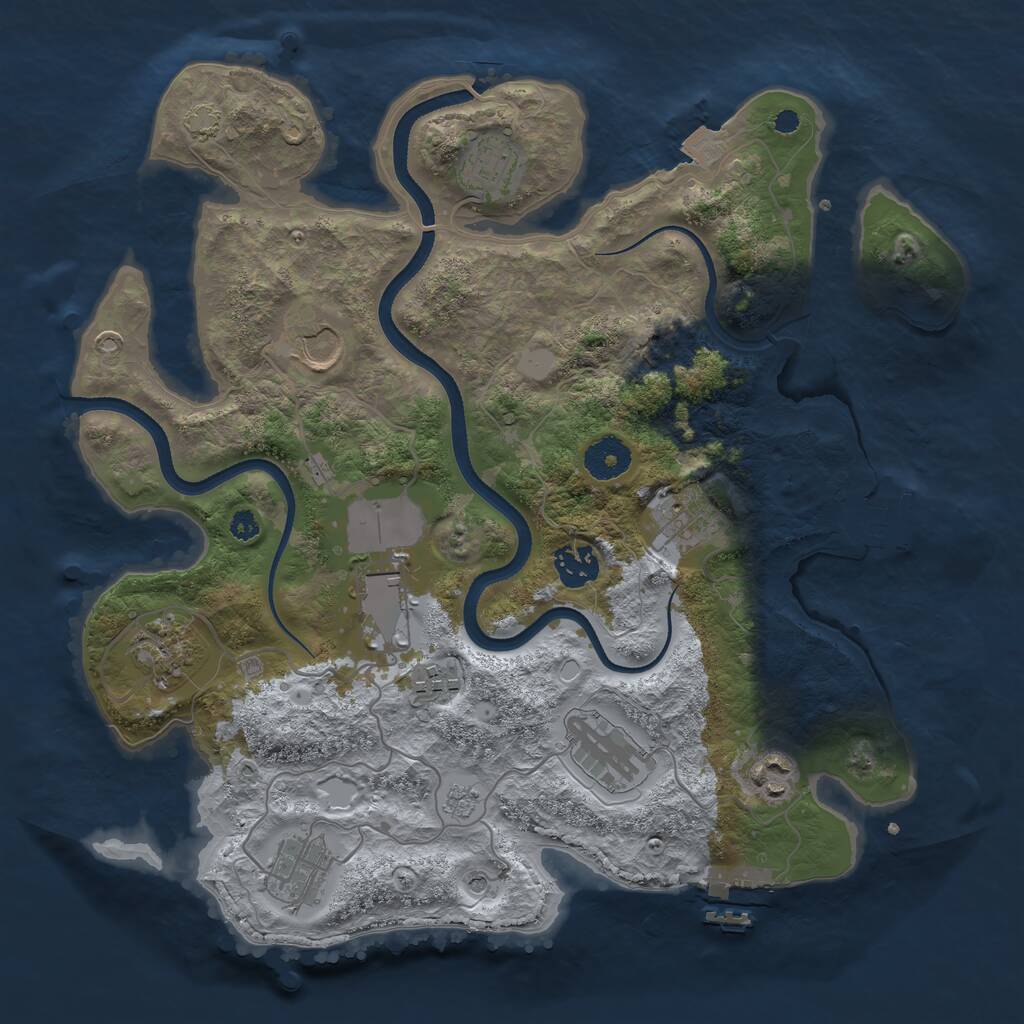 Rust Map: Procedural Map, Size: 3500, Seed: 69439963, 16 Monuments