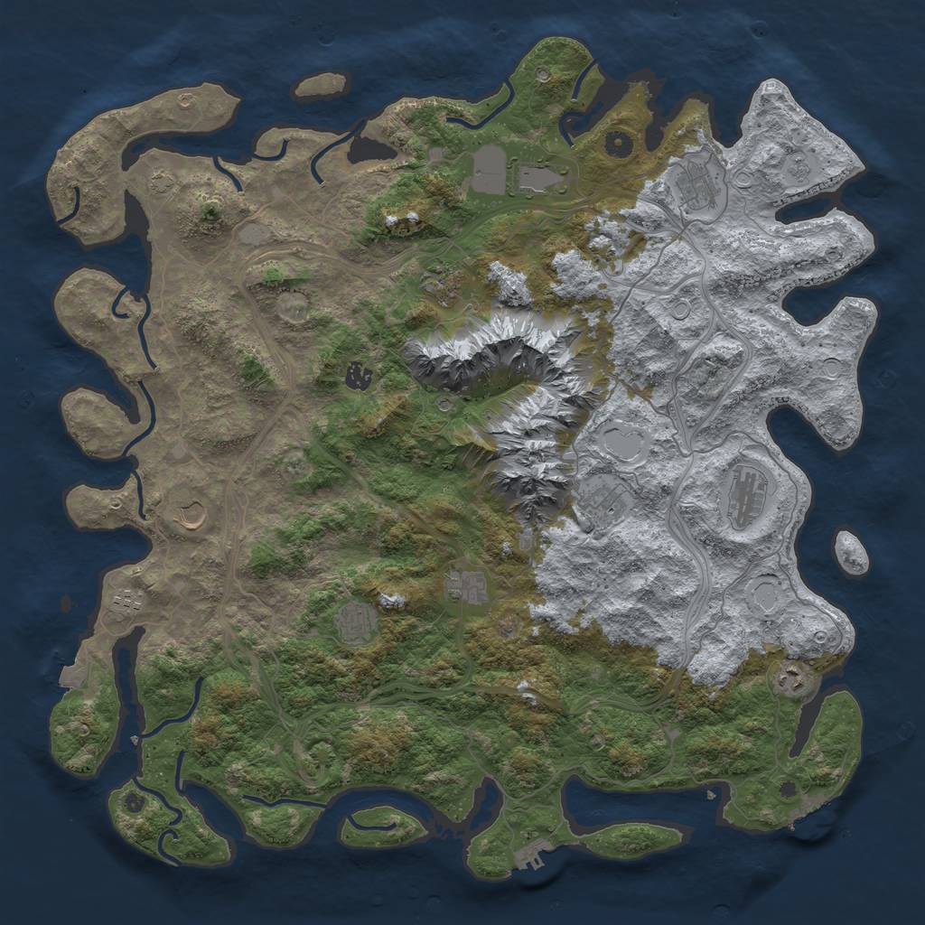 Rust Map: Procedural Map, Size: 5000, Seed: 2144004730, 19 Monuments