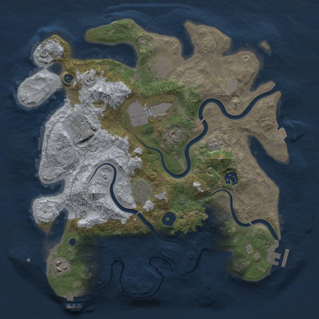 Rust Map: Procedural Map, Size: 3500, Seed: 1517450757, 13 Monuments