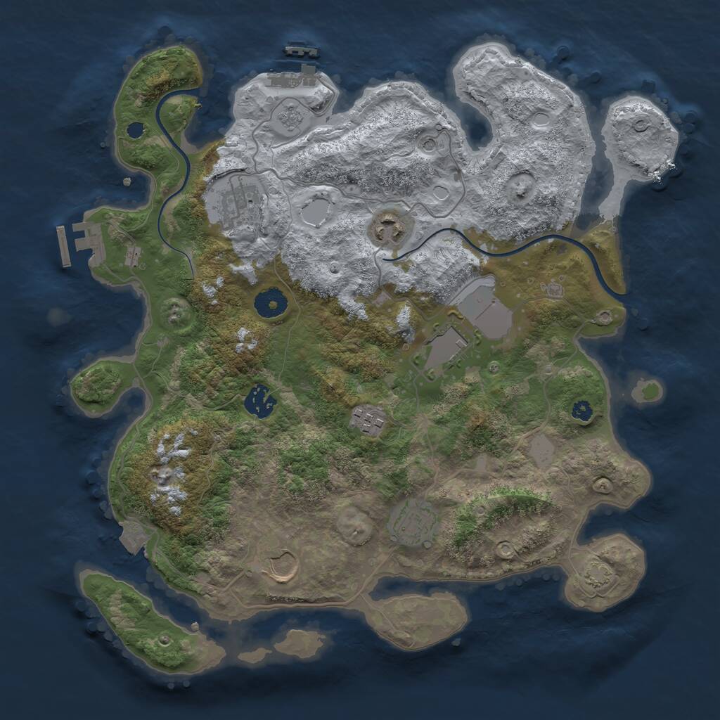 Rust Map: Procedural Map, Size: 3500, Seed: 887769386, 13 Monuments
