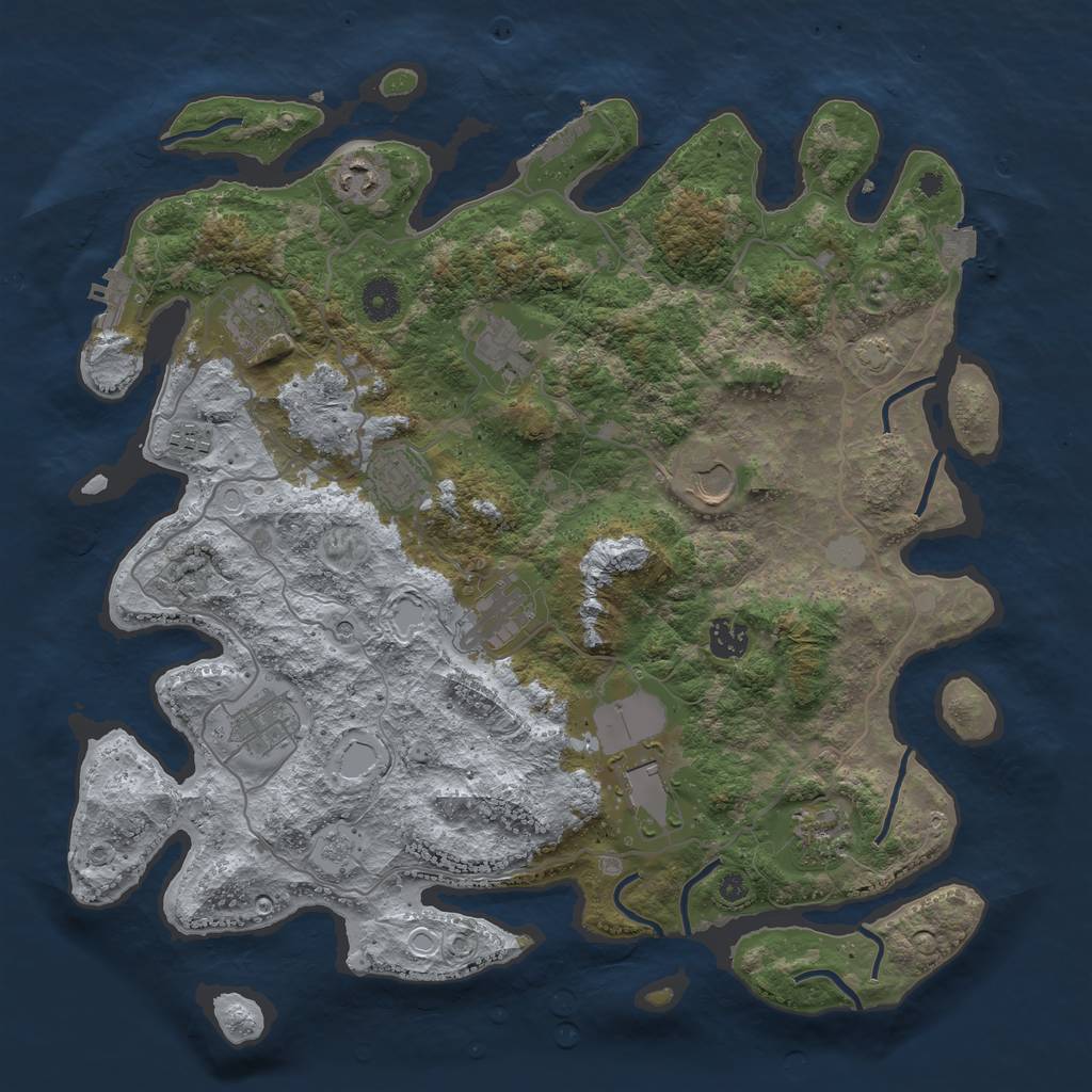 Rust Map: Procedural Map, Size: 4000, Seed: 947691383, 19 Monuments