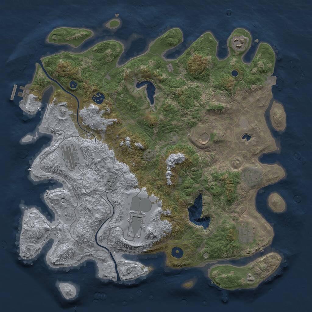 Rust Map: Procedural Map, Size: 4000, Seed: 947691383, 13 Monuments