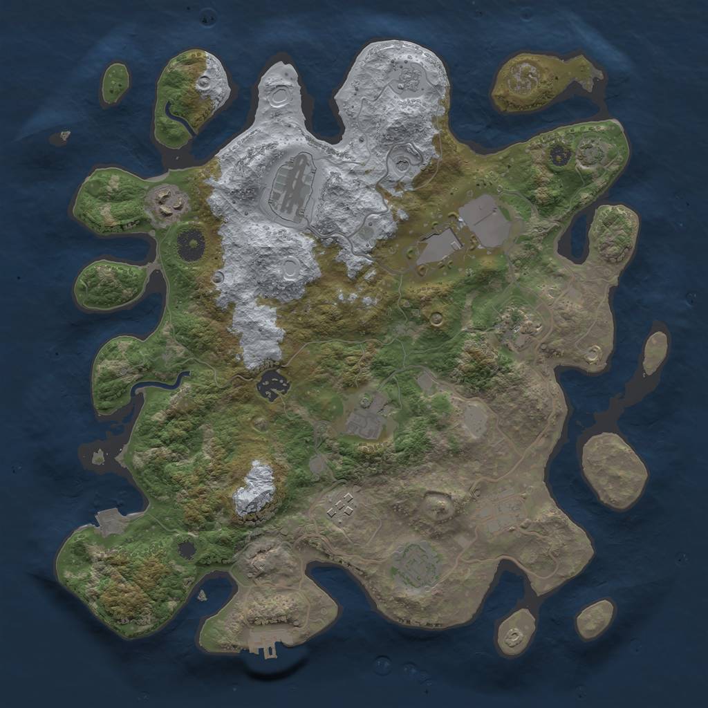 Rust Map: Procedural Map, Size: 3500, Seed: 1369132543, 16 Monuments