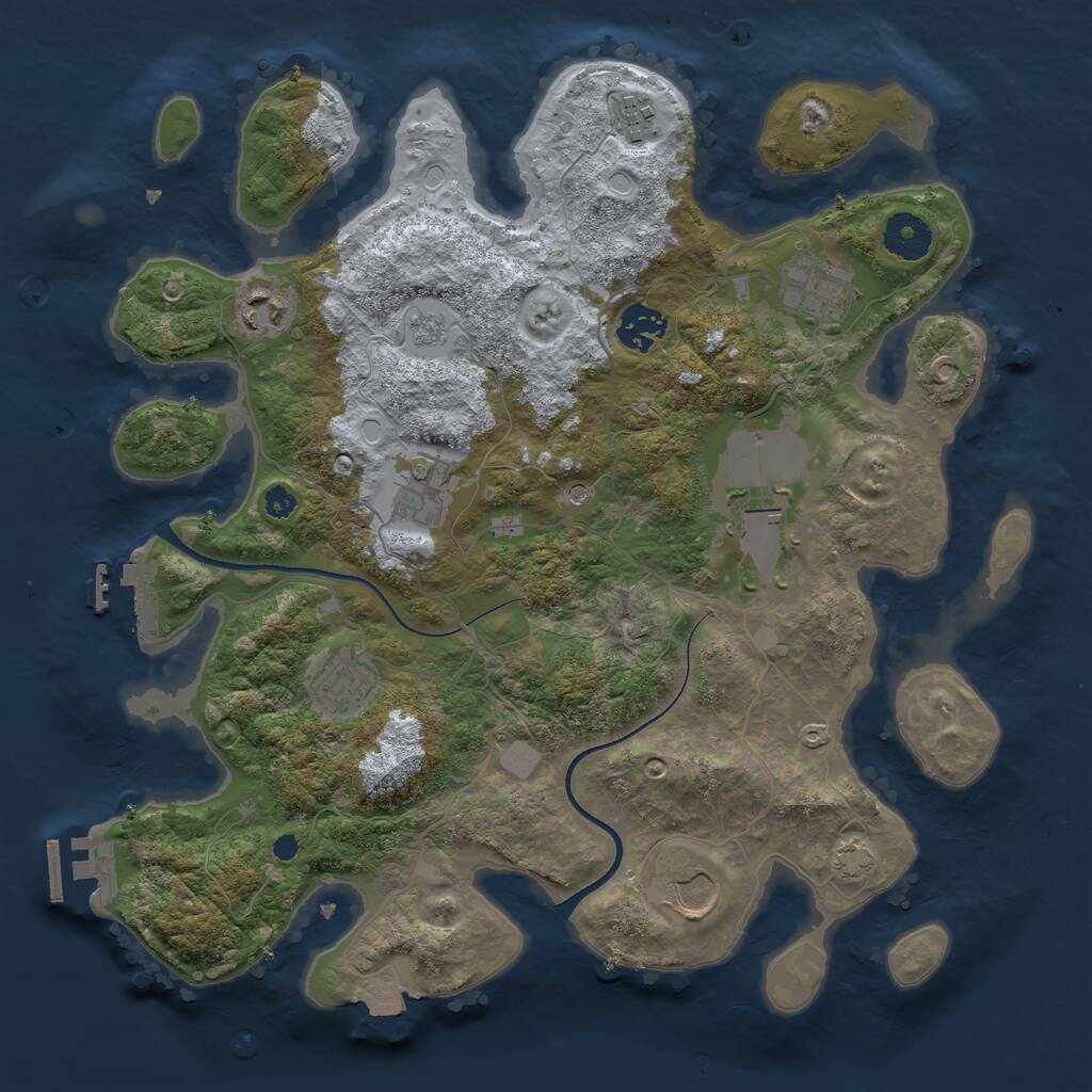 Rust Map: Procedural Map, Size: 3500, Seed: 1369132543, 14 Monuments