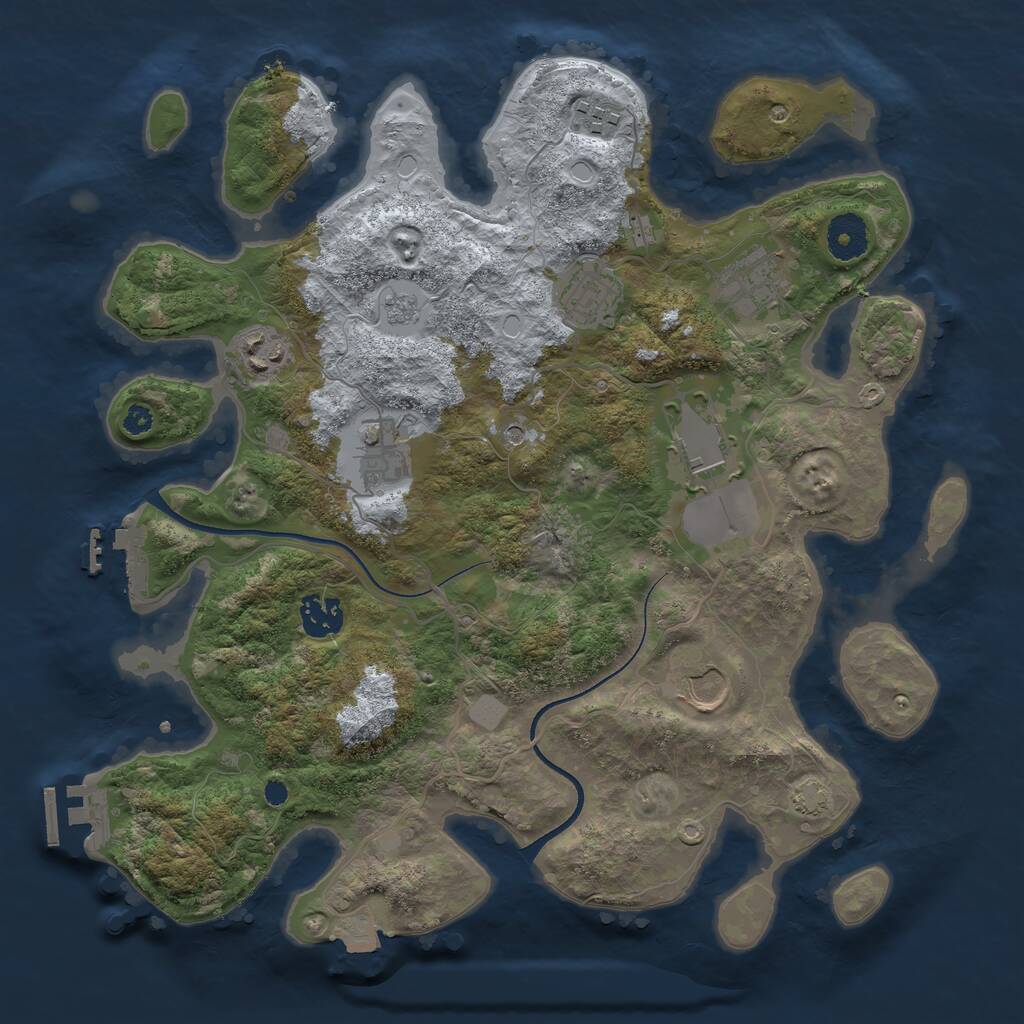 Rust Map: Procedural Map, Size: 3500, Seed: 1369132543, 14 Monuments