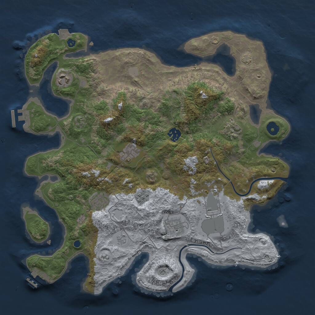 Rust Map: Procedural Map, Size: 3700, Seed: 784268, 14 Monuments