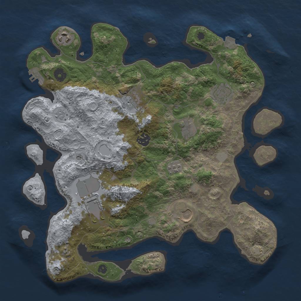 Rust Map: Procedural Map, Size: 3500, Seed: 256936514, 15 Monuments