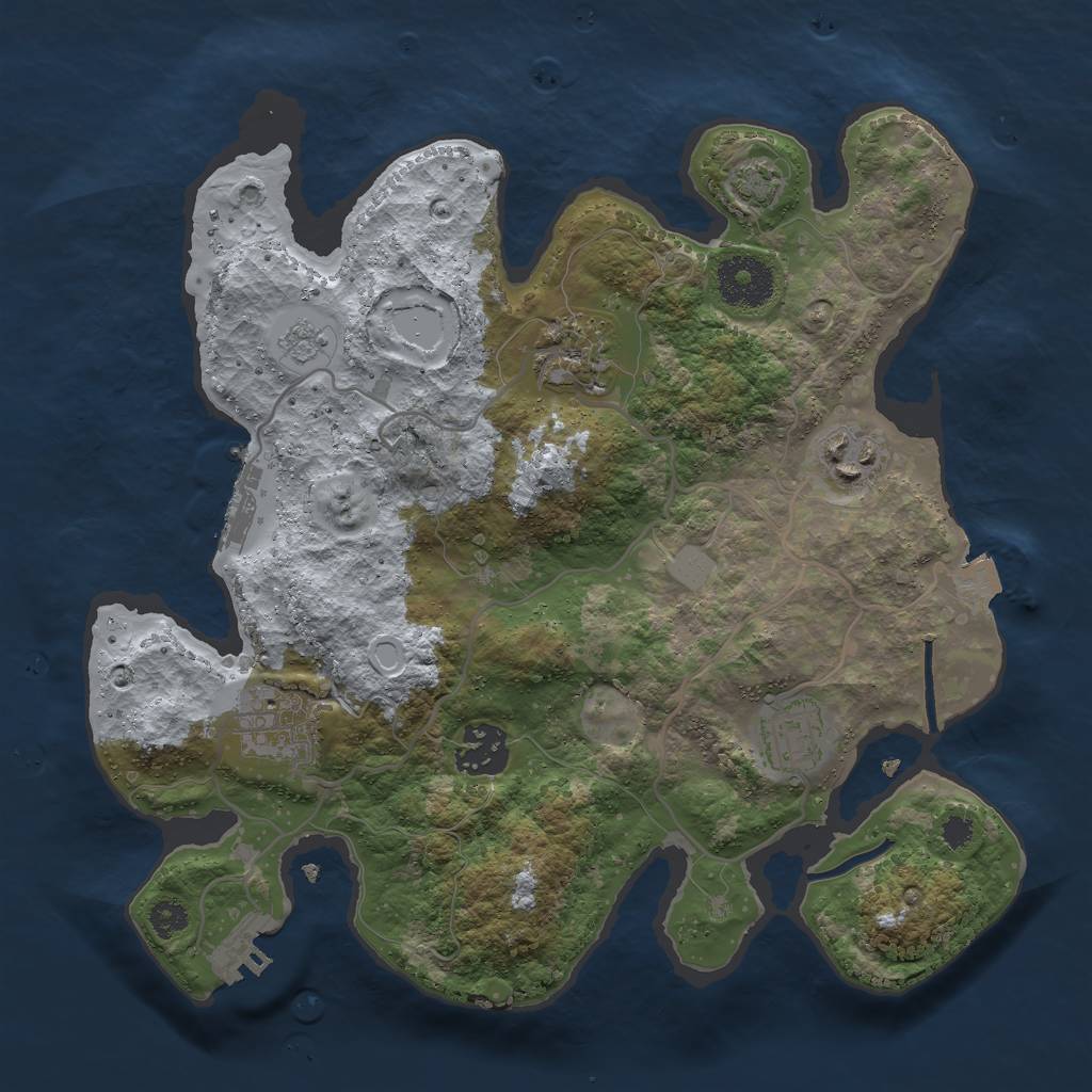 Rust Map: Procedural Map, Size: 3000, Seed: 48241864, 12 Monuments