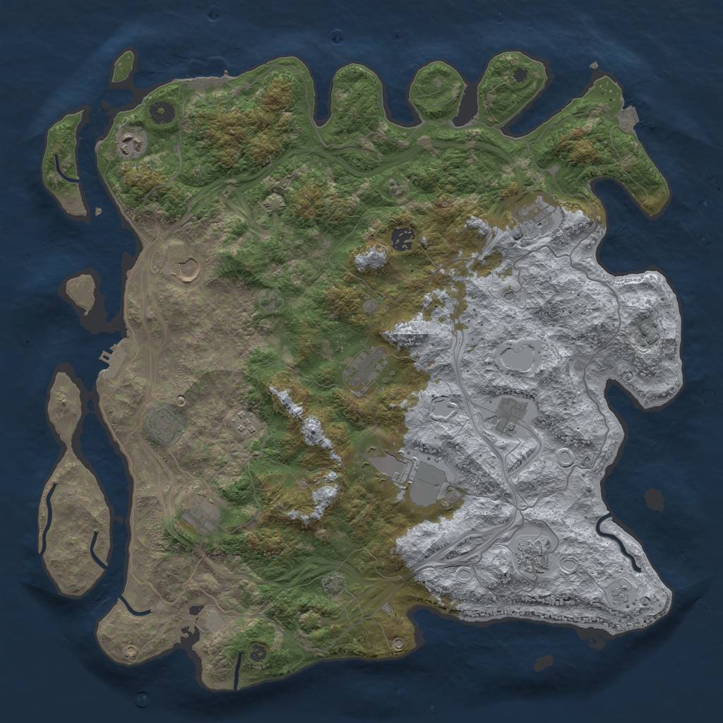 Rust Map: Procedural Map, Size: 4500, Seed: 8714, 19 Monuments