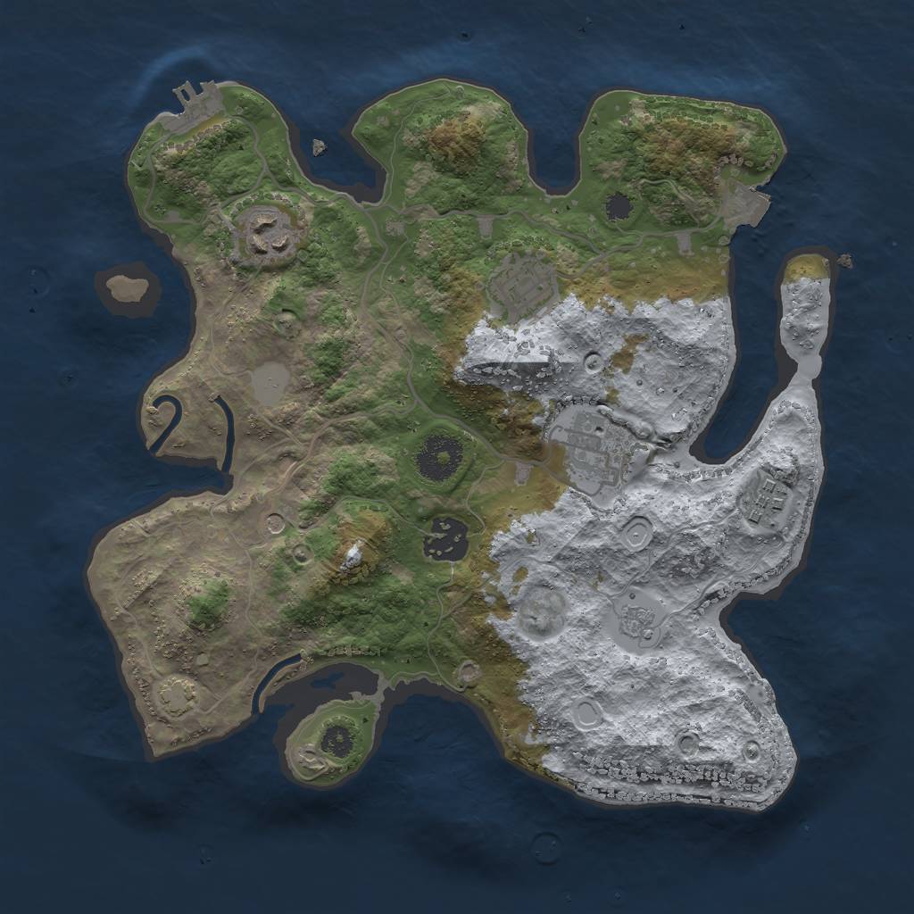 Rust Map: Procedural Map, Size: 3000, Seed: 1871222687, 12 Monuments