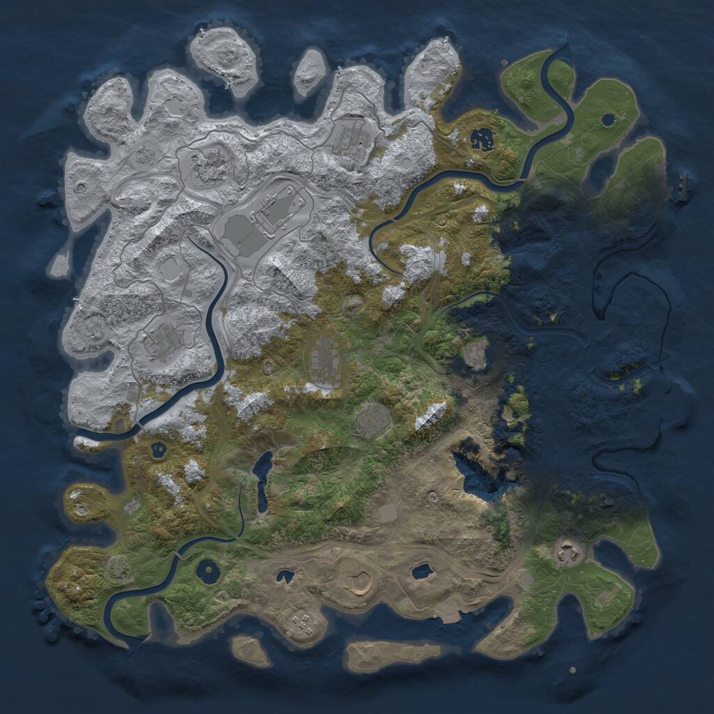 Rust Map: Procedural Map, Size: 4500, Seed: 6482, 17 Monuments