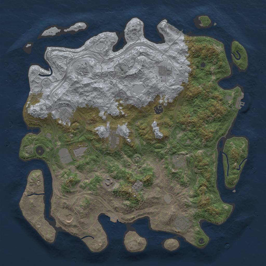 Rust Map: Procedural Map, Size: 4500, Seed: 1182329065, 19 Monuments