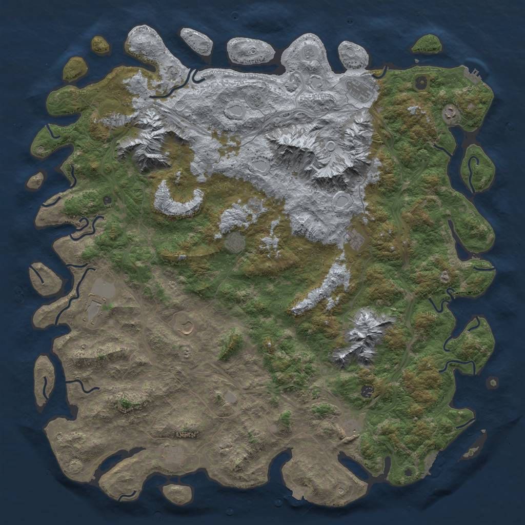 Rust Map: Procedural Map, Size: 6000, Seed: 496349310, 19 Monuments