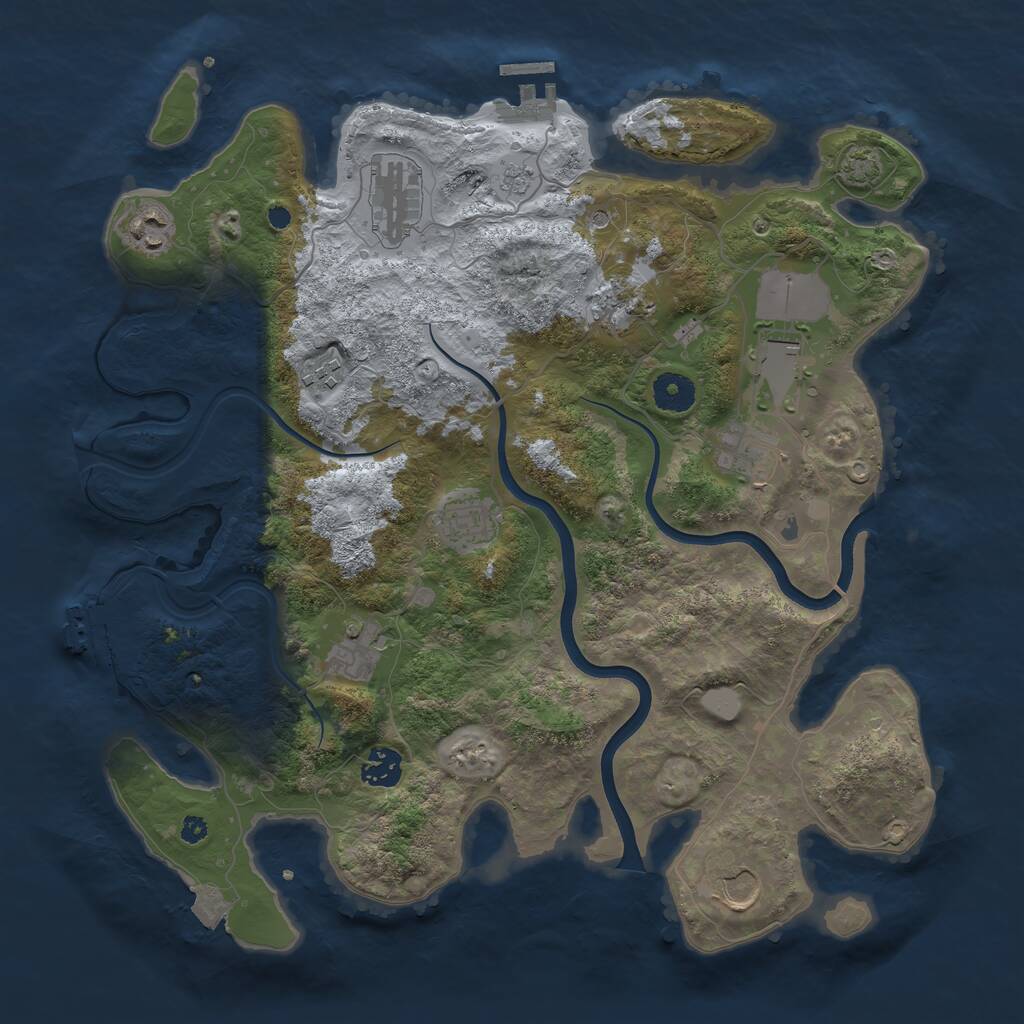 Rust Map: Procedural Map, Size: 3750, Seed: 220678670, 16 Monuments