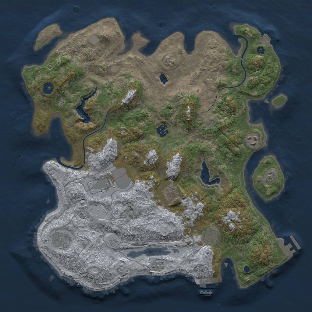 Rust Map: Procedural Map, Size: 4000, Seed: 1926861808, 13 Monuments