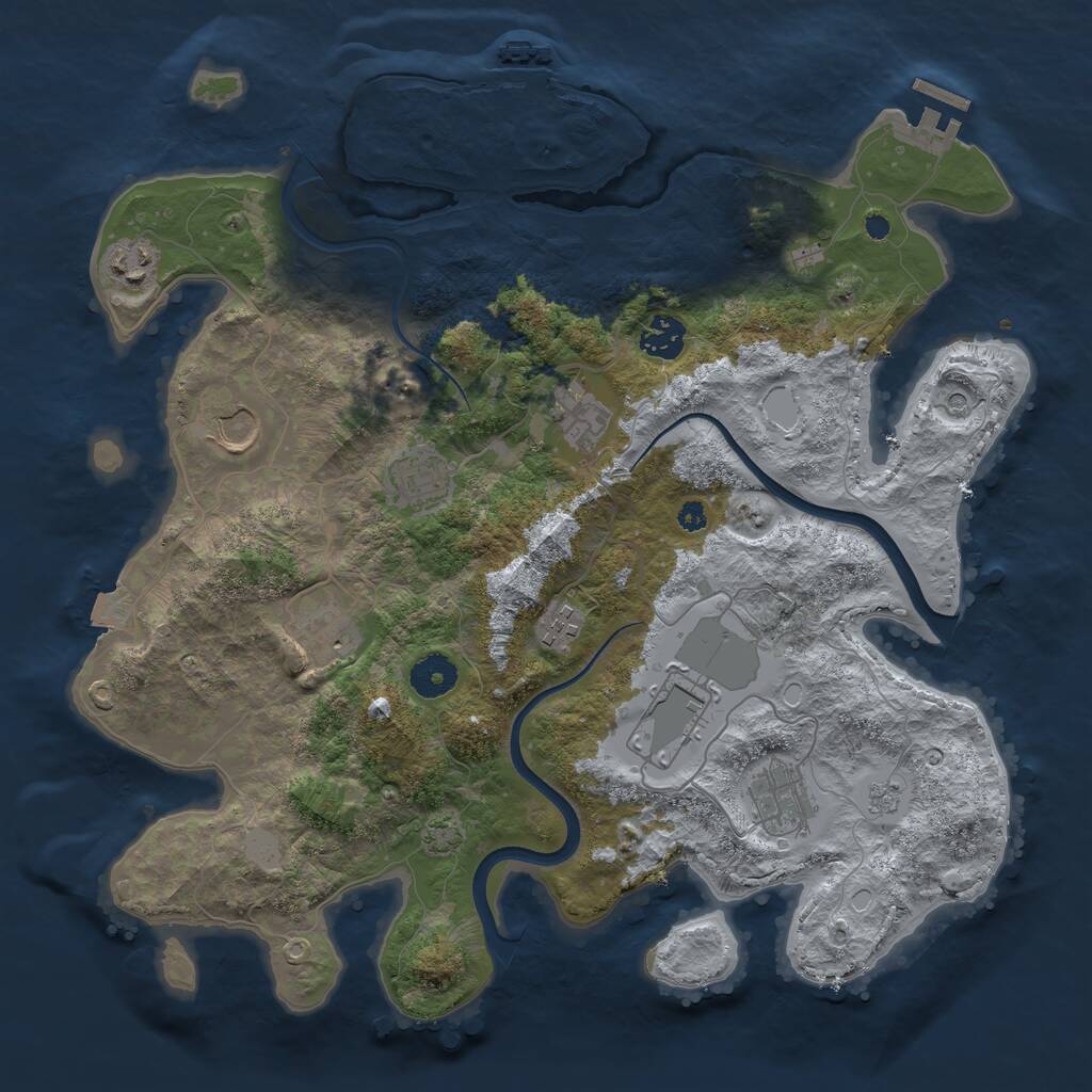 Rust Map: Procedural Map, Size: 3700, Seed: 801878708, 15 Monuments