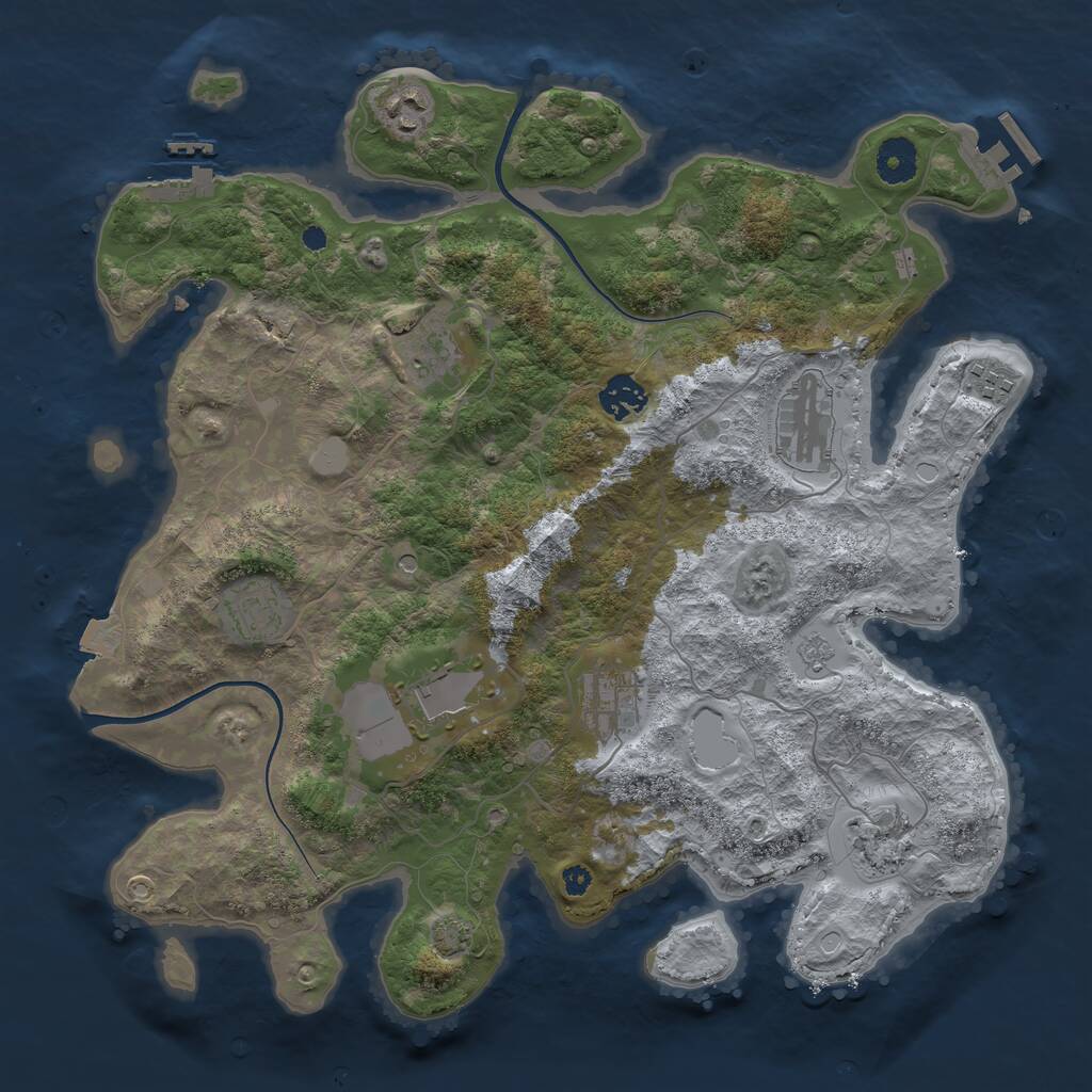 Rust Map: Procedural Map, Size: 3700, Seed: 801878708, 15 Monuments