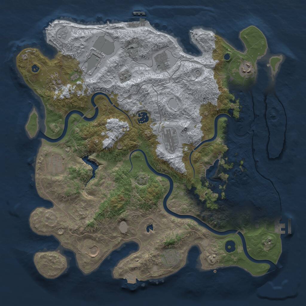 Rust Map: Procedural Map, Size: 4000, Seed: 493154, 16 Monuments