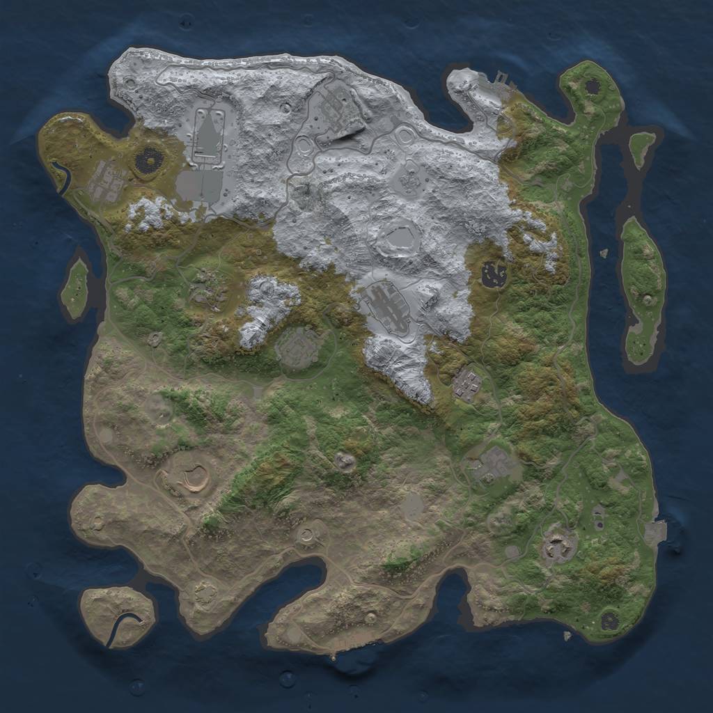 Rust Map: Procedural Map, Size: 4000, Seed: 493154, 19 Monuments