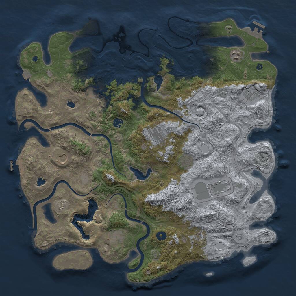 Rust Map: Procedural Map, Size: 4500, Seed: 570004955, 17 Monuments