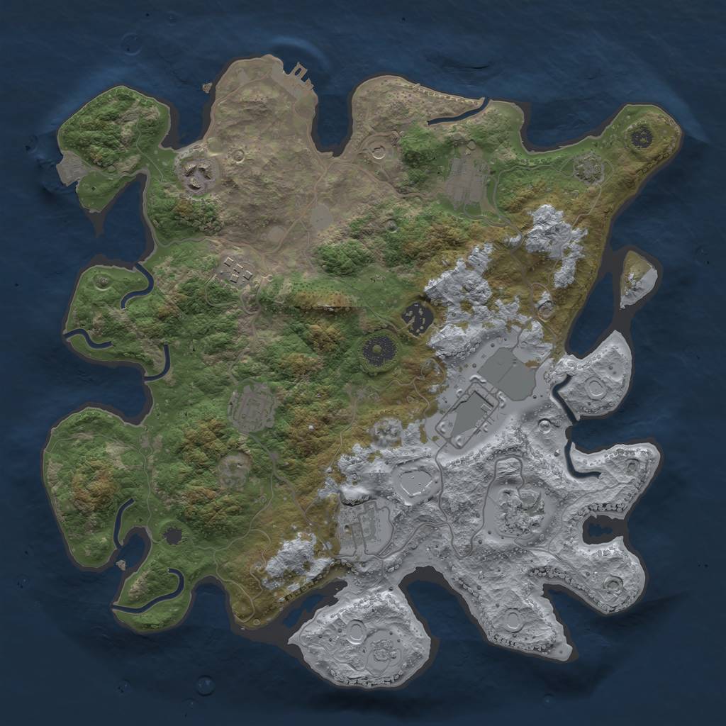 Rust Map: Procedural Map, Size: 3500, Seed: 247993921, 15 Monuments