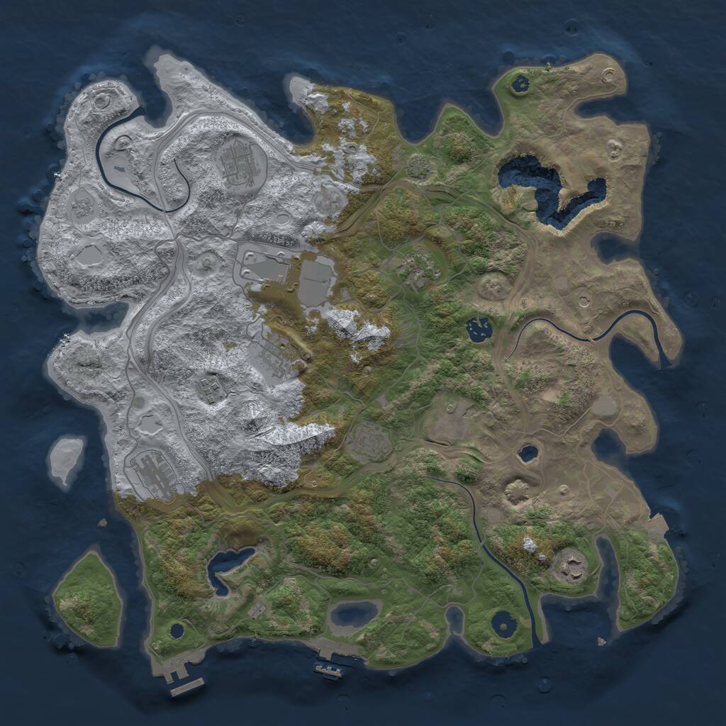 Rust Map: Procedural Map, Size: 4250, Seed: 1053517694, 16 Monuments