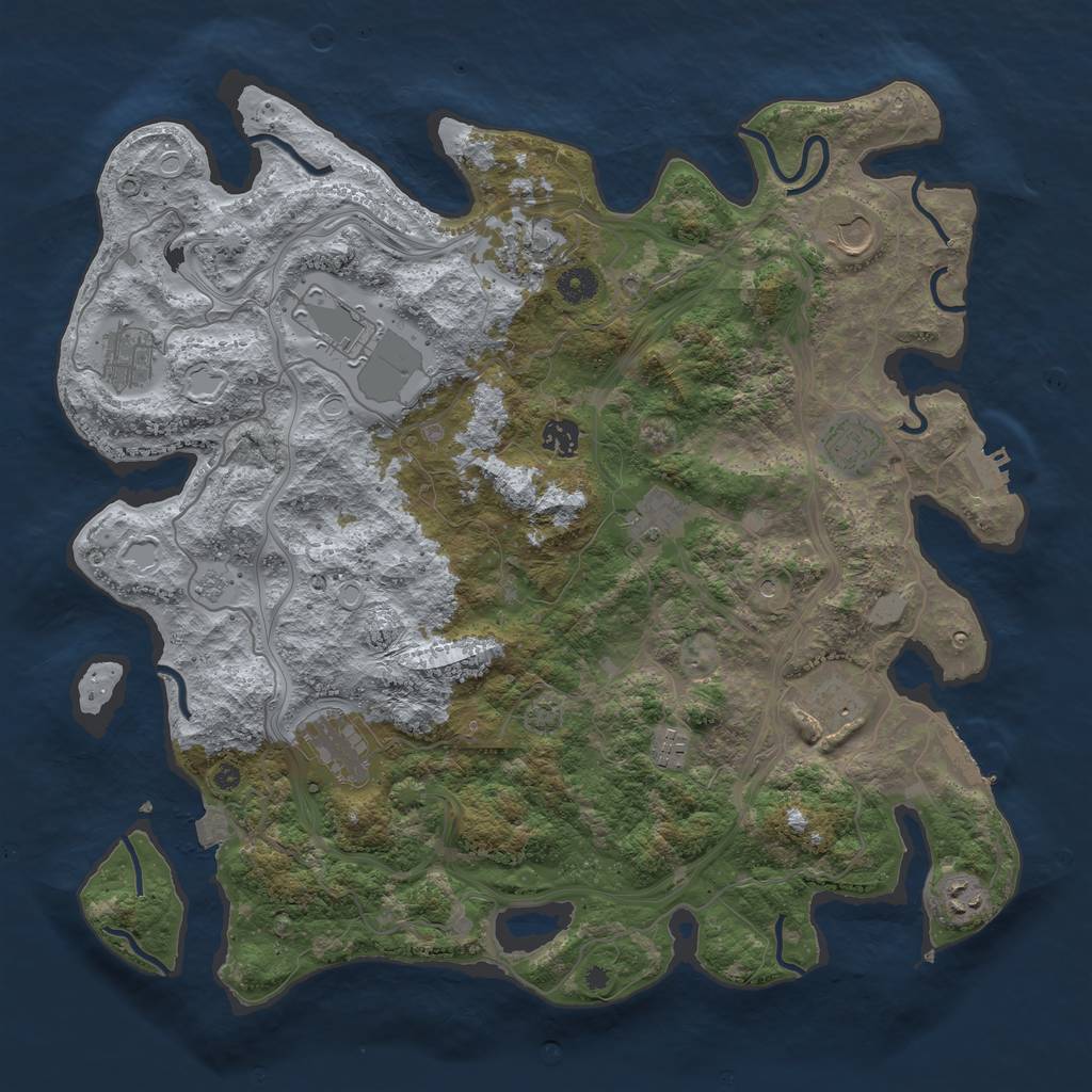 Rust Map: Procedural Map, Size: 4250, Seed: 1053517694, 19 Monuments