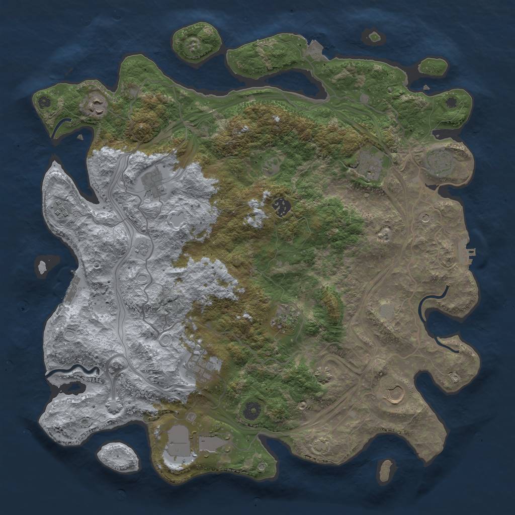 Rust Map: Procedural Map, Size: 4250, Seed: 598958629, 18 Monuments