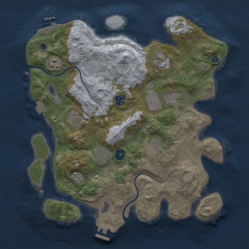 Rust Map: Procedural Map, Size: 3500, Seed: 545225828, 14 Monuments