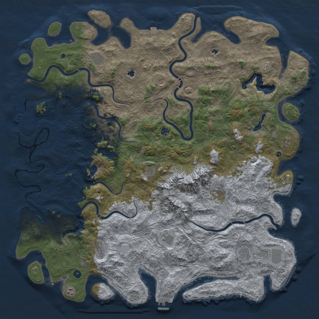 Rust Map: Procedural Map, Size: 6000, Seed: 439346958, 17 Monuments
