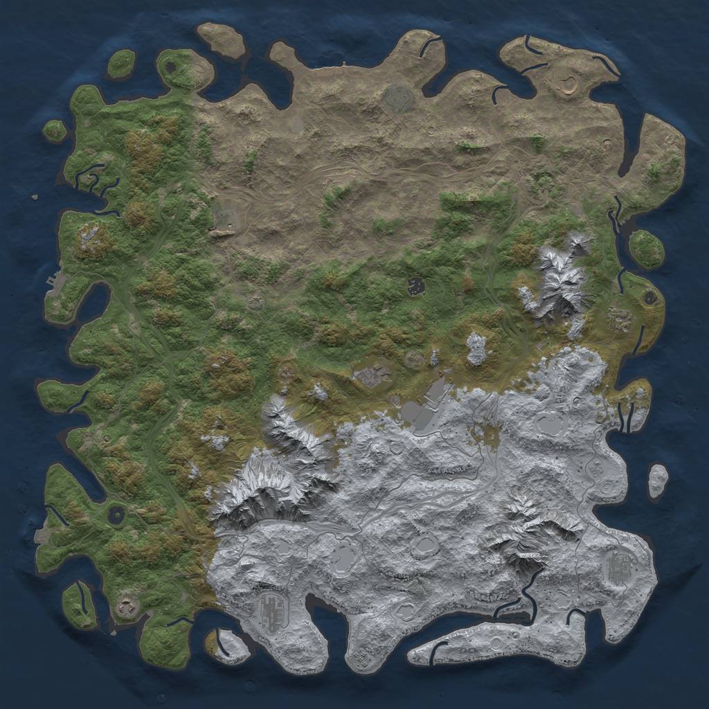 Rust Map: Procedural Map, Size: 6000, Seed: 439346958, 19 Monuments