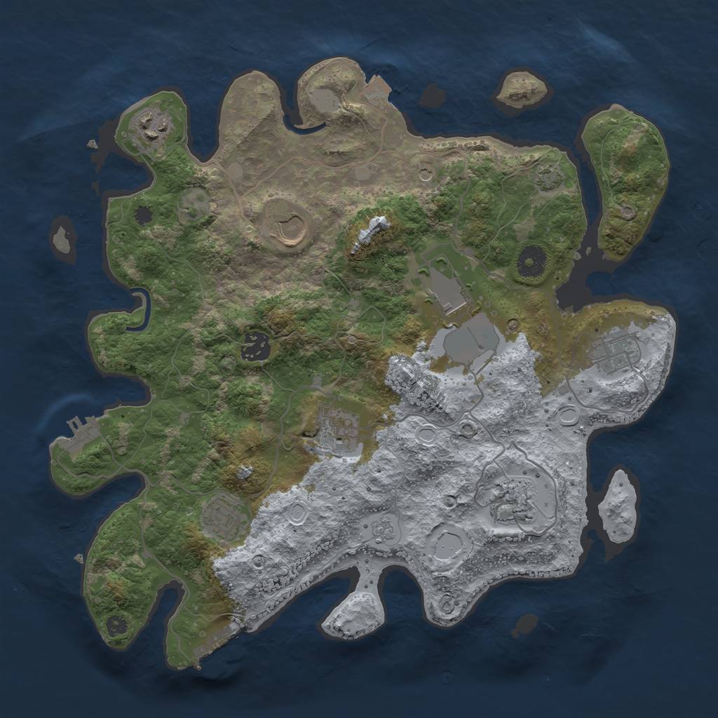 Rust Map: Procedural Map, Size: 3500, Seed: 1443942153, 16 Monuments