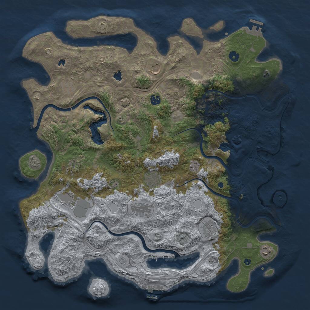 Rust Map: Procedural Map, Size: 4500, Seed: 157144491, 16 Monuments