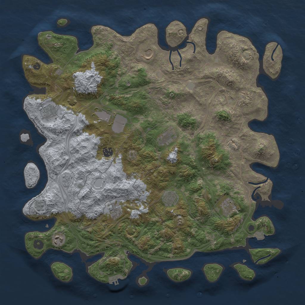 Rust Map: Procedural Map, Size: 4500, Seed: 2078056923, 18 Monuments