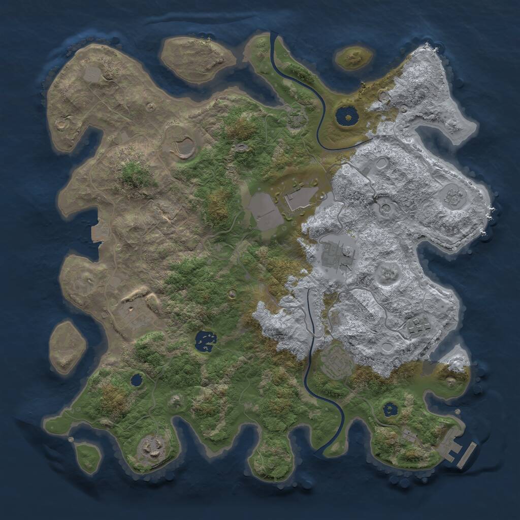 Rust Map: Procedural Map, Size: 3600, Seed: 64544051, 13 Monuments