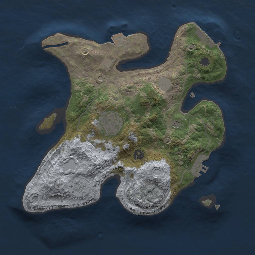 Rust Map: Procedural Map, Size: 2400, Seed: 595532100, 8 Monuments