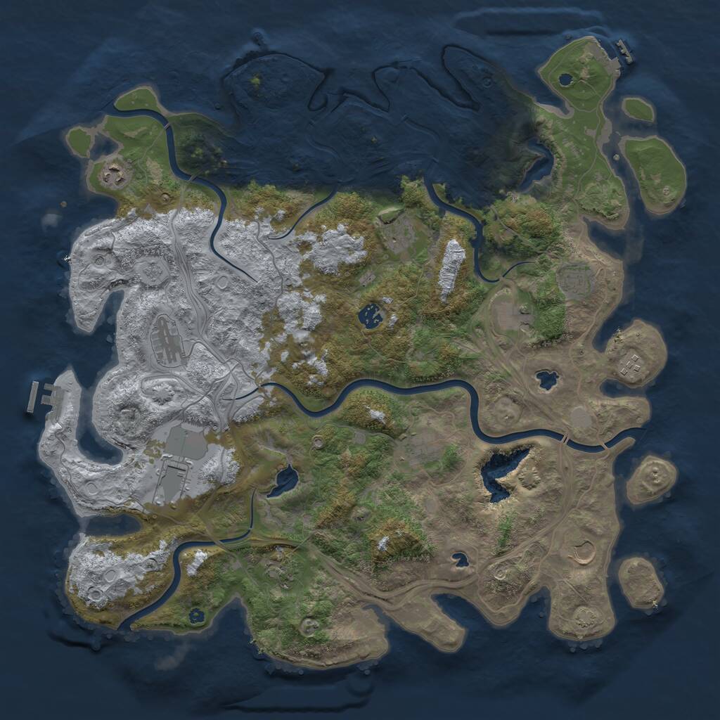Rust Map: Procedural Map, Size: 4600, Seed: 128457192, 17 Monuments