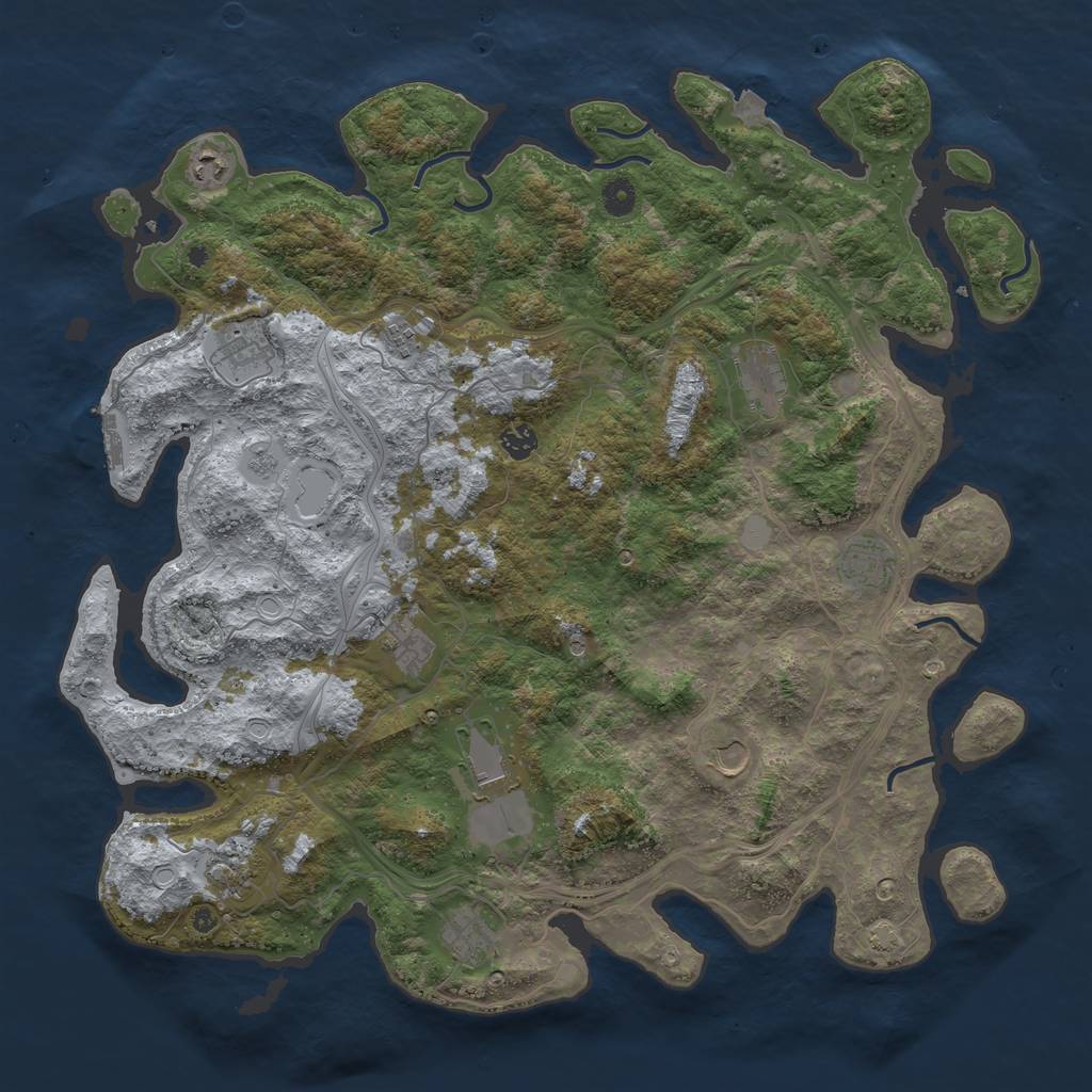 Rust Map: Procedural Map, Size: 4600, Seed: 128457192, 18 Monuments