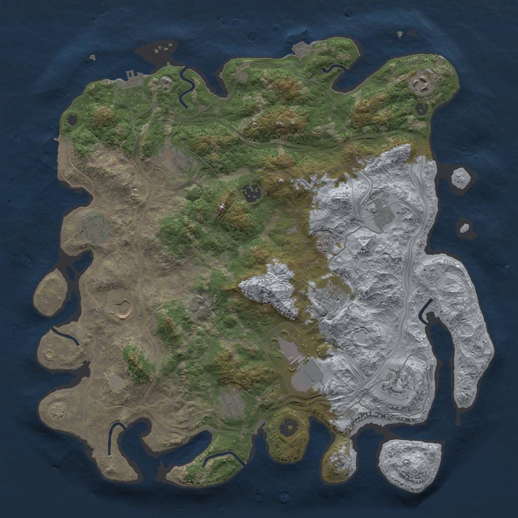 Rust Map: Procedural Map, Size: 4250, Seed: 1980072191, 19 Monuments