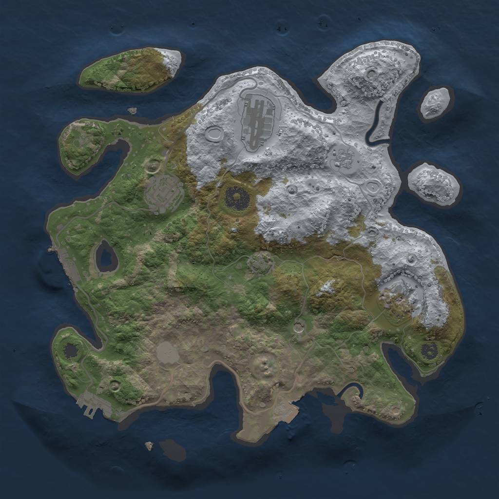 Rust Map: Procedural Map, Size: 3000, Seed: 333453076, 11 Monuments