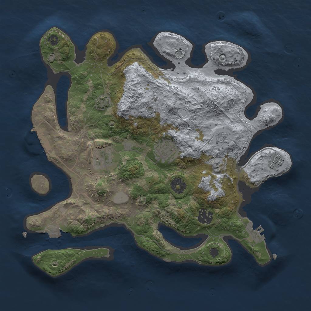 Rust Map: Procedural Map, Size: 3000, Seed: 28177, 11 Monuments