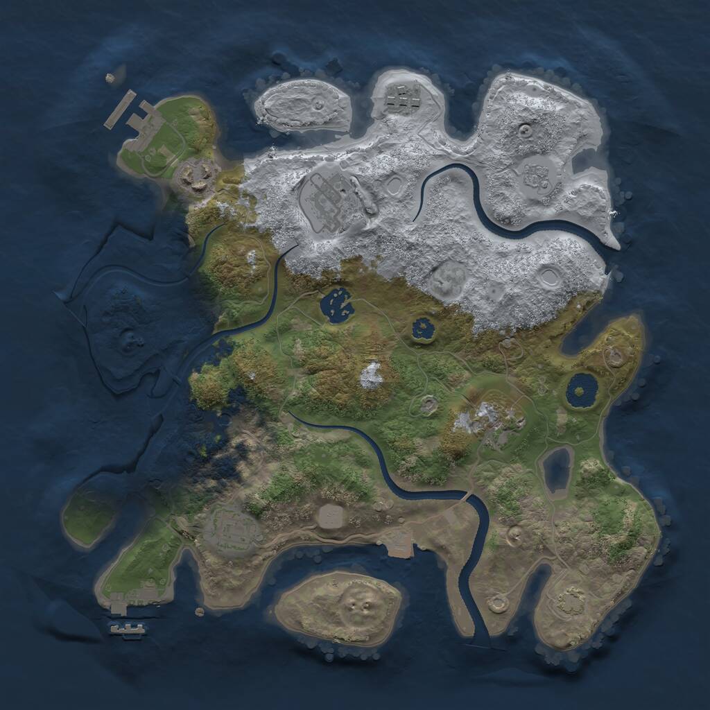 Rust Map: Procedural Map, Size: 3200, Seed: 9000005, 12 Monuments